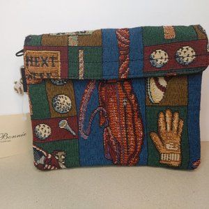 Miss Bonnie California GOLF Tapestry Clutch Purse Cosmetic Bag 7x6" w/Tag Purse